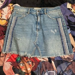 Free people denim mini skirt